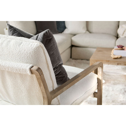 Essentials Hamlin Club Chair - Performance Boucle Snow Natural Gray Oak
