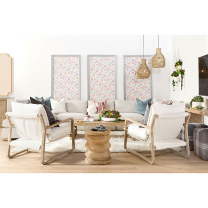 Essentials Hamlin Club Chair - Performance Boucle Snow Natural Gray Oak