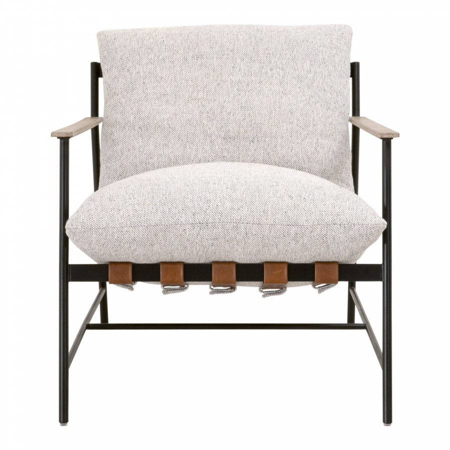 Essentials - Brando Club Chair in Howell Natural, Chestnut Top Grain Leather, Natural Gray Oak, Black Iron