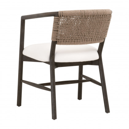 Essentials - Juxtaposition Accent Chair in LiveSmart Peyton-Pearl, Matte Brown Oak, Jute Twine
