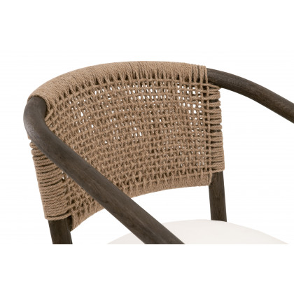 Essentials - Juxtaposition Accent Chair in LiveSmart Peyton-Pearl, Matte Brown Oak, Jute Twine