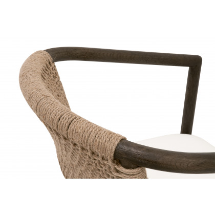 Essentials - Juxtaposition Accent Chair in LiveSmart Peyton-Pearl, Matte Brown Oak, Jute Twine