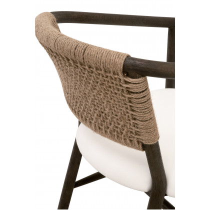 Essentials - Juxtaposition Accent Chair in LiveSmart Peyton-Pearl, Matte Brown Oak, Jute Twine