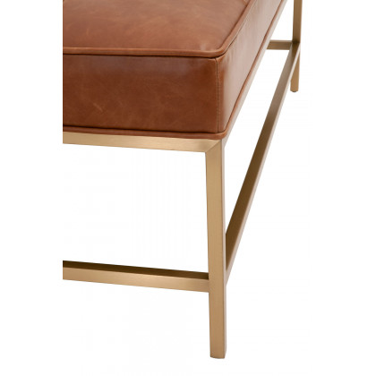 Essentials Brule Upholstered Coffee Table - Whiskey Brown Brushed Brass