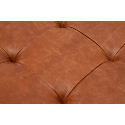 Essentials Brule Upholstered Coffee Table - Whiskey Brown Brushed Brass