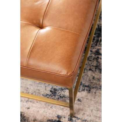 Essentials Brule Upholstered Coffee Table - Whiskey Brown Brushed Brass
