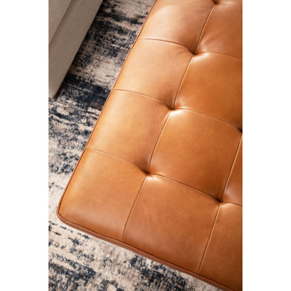 Essentials Brule Upholstered Coffee Table - Whiskey Brown Brushed Brass