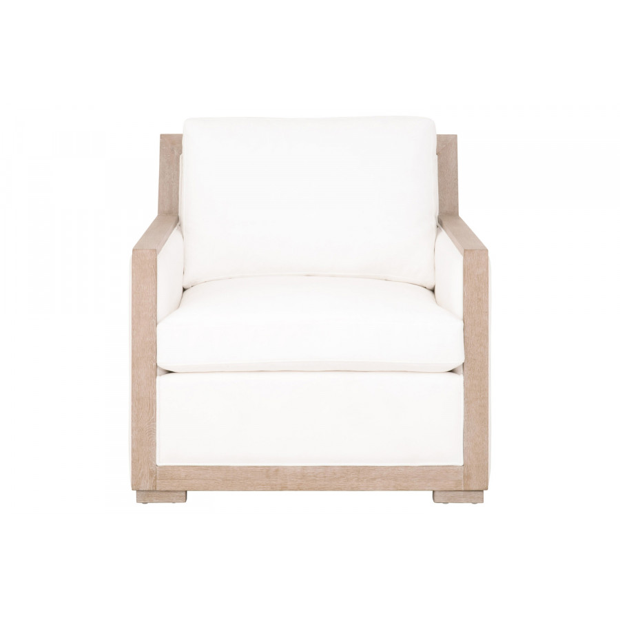 Essentials - Manhattan Wood Trim Sofa Chair in LiveSmart Peyton Pearl Natural Gray