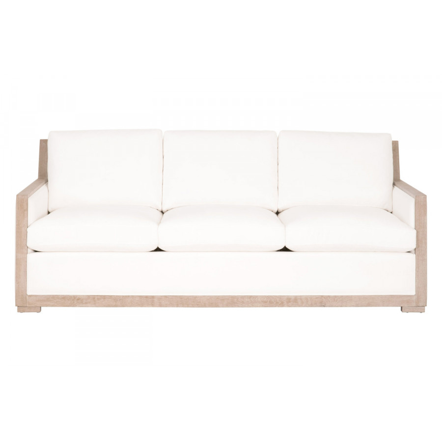 Essentials - Manhattan 85" Wood Trim Sofa in LiveSmart Peyton Pearl Natural Gray