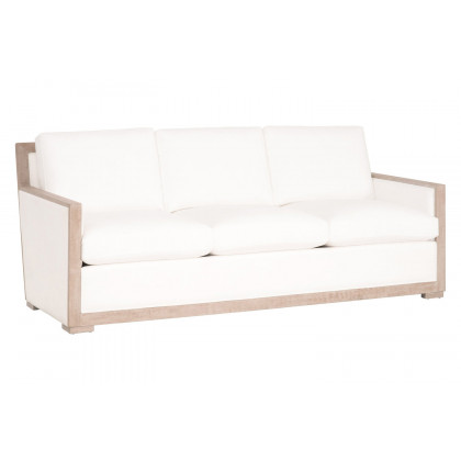 Essentials - Manhattan 85" Wood Trim Sofa in LiveSmart Peyton Pearl Natural Gray