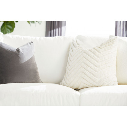 Essentials - Manhattan 85" Wood Trim Sofa in LiveSmart Peyton Pearl Natural Gray