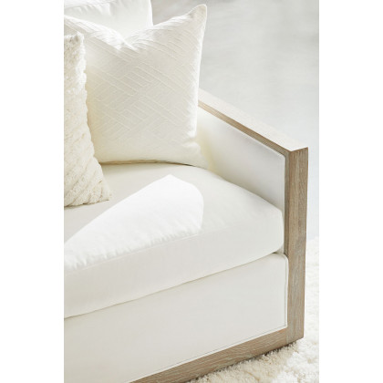 Essentials - Manhattan 85" Wood Trim Sofa in LiveSmart Peyton Pearl Natural Gray