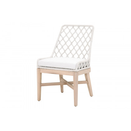 Essentials - Woven Lattis Outdoor Dining Chair in White Speckle