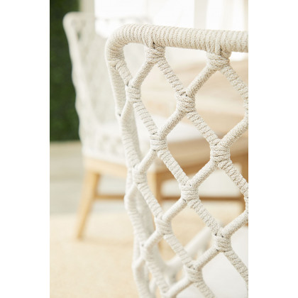 Essentials - Woven Lattis Outdoor Dining Chair in White Speckle