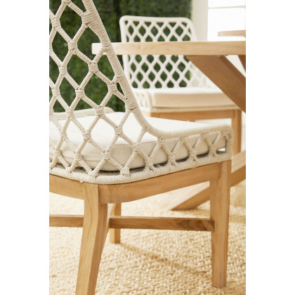 Essentials - Woven Lattis Outdoor Dining Chair in White Speckle