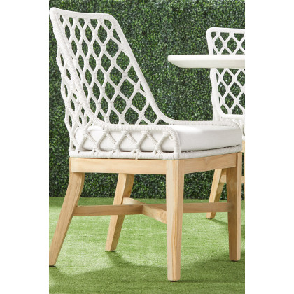 Essentials - Woven Lattis Outdoor Dining Chair in White Speckle