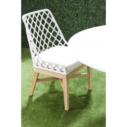 Essentials - Woven Lattis Outdoor Dining Chair in White Speckle