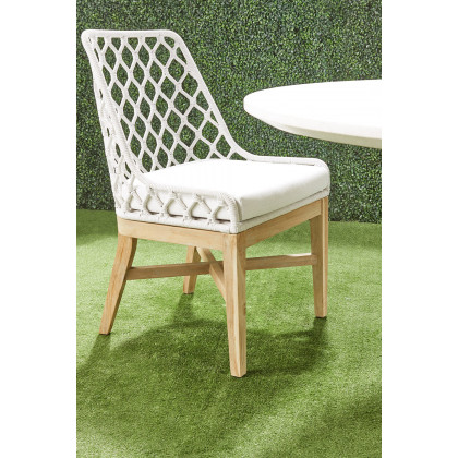 Essentials - Woven Lattis Outdoor Dining Chair in White Speckle