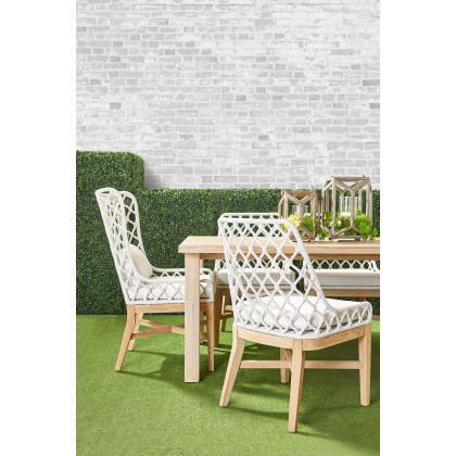 Essentials - Woven Lattis Outdoor Dining Chair in White Speckle