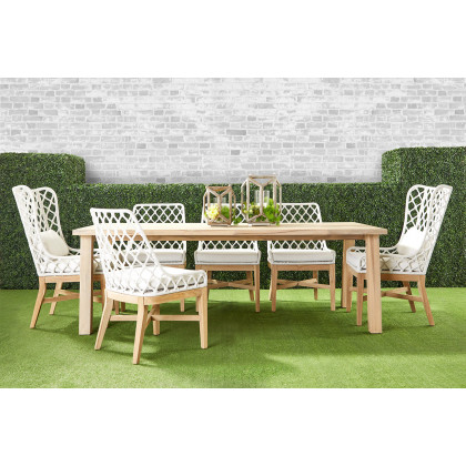 Essentials - Woven Lattis Outdoor Dining Chair in White Speckle