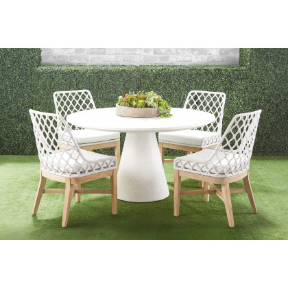 Essentials - Woven Lattis Outdoor Dining Chair in White Speckle