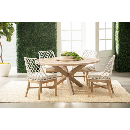 Essentials - Woven Lattis Outdoor Dining Chair in White Speckle