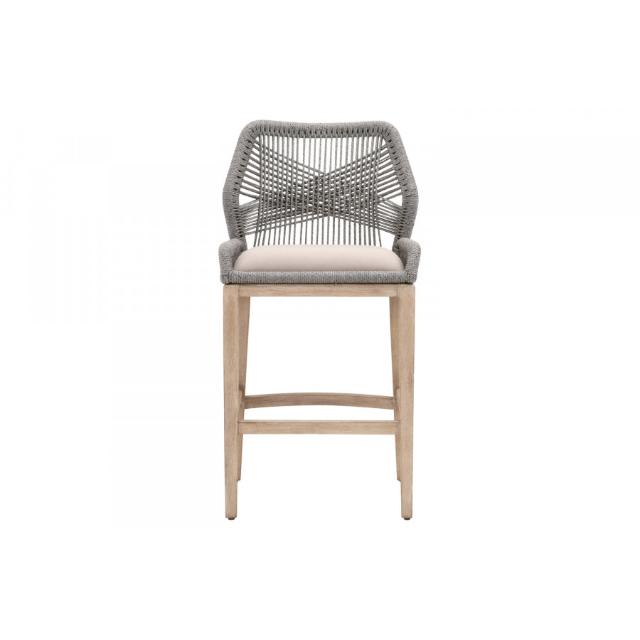 Essentials Woven Loom Barstool - Platinum Natural Gray Reinforced