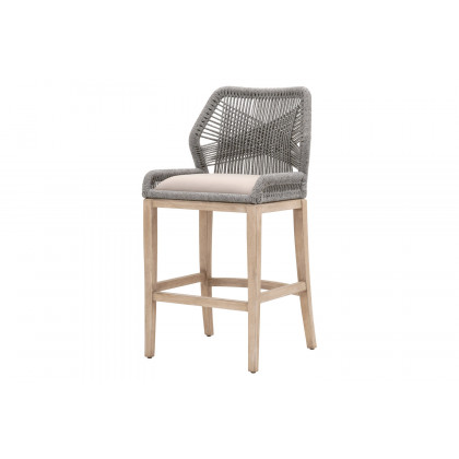 Essentials Woven Loom Barstool - Platinum Natural Gray Reinforced