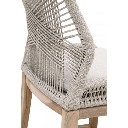 Essentials Woven Loom Outdoor Barstool - Taupe White Gray Teak