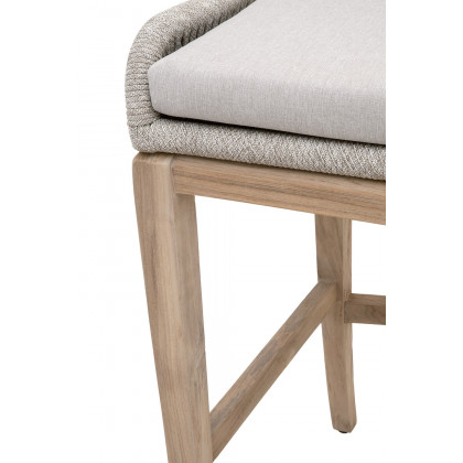 Essentials Woven Loom Outdoor Barstool - Taupe White Gray Teak