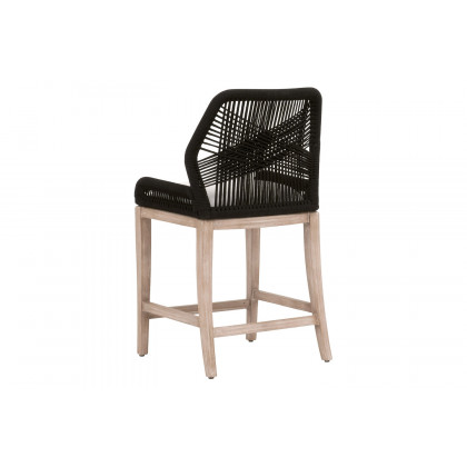 Essentials Woven Loom Limited Edition Counter Stool - Black Rope White Speckle Natural Gray