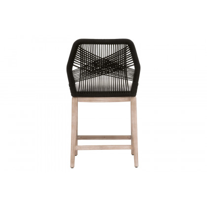 Essentials Woven Loom Limited Edition Counter Stool - Black Rope White Speckle Natural Gray
