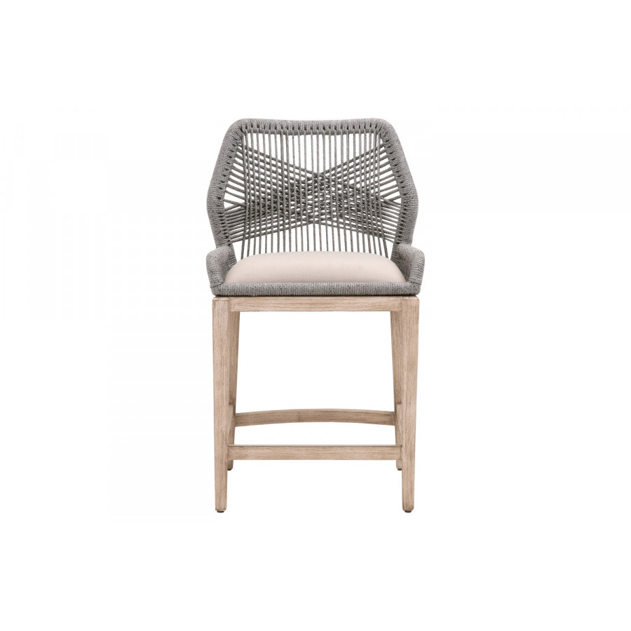 Essentials Woven Loom Counter Stool - Platinum Natural Gray Reinforced