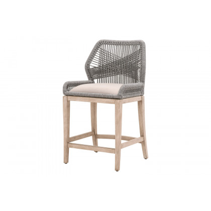 Essentials Woven Loom Counter Stool - Platinum Natural Gray Reinforced