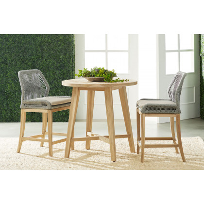 Essentials Woven Loom Outdoor Counter Stool - Platinum Reinforced