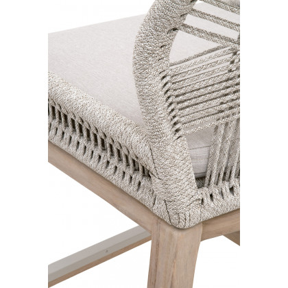 Essentials Woven Loom Outdoor Counter Stool - Taupe White Gray Teak