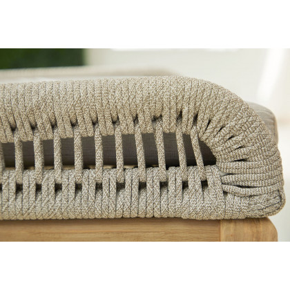 Essentials Woven Loom Outdoor Counter Stool - Taupe White Gray Teak
