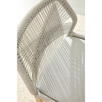 Essentials Woven Loom Outdoor Counter Stool - Taupe White Gray Teak