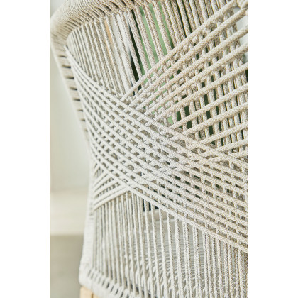 Essentials Woven Loom Outdoor Counter Stool - Taupe White Gray Teak