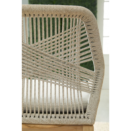 Essentials Woven Loom Outdoor Counter Stool - Taupe White Gray Teak