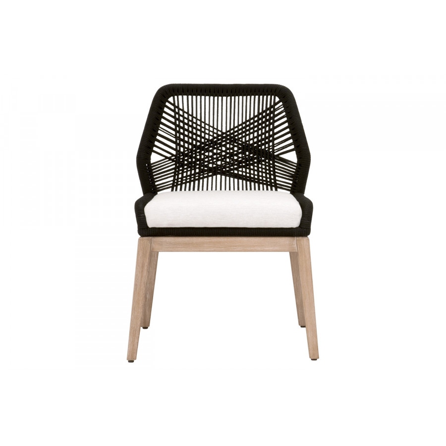 Essentials Woven Loom Limited Edition Dining Chair, Set of 2 - Black Rope White Speckle Natural Gray