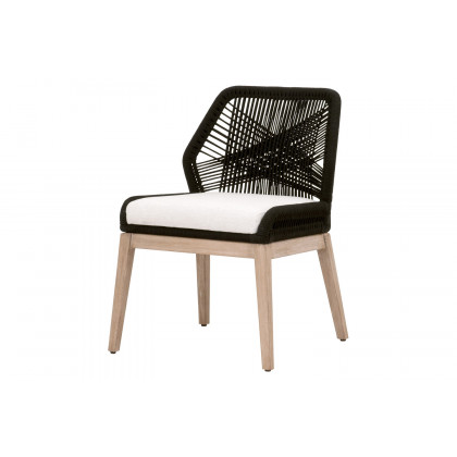 Essentials Woven Loom Limited Edition Dining Chair, Set of 2 - Black Rope White Speckle Natural Gray
