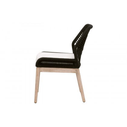 Essentials Woven Loom Limited Edition Dining Chair, Set of 2 - Black Rope White Speckle Natural Gray