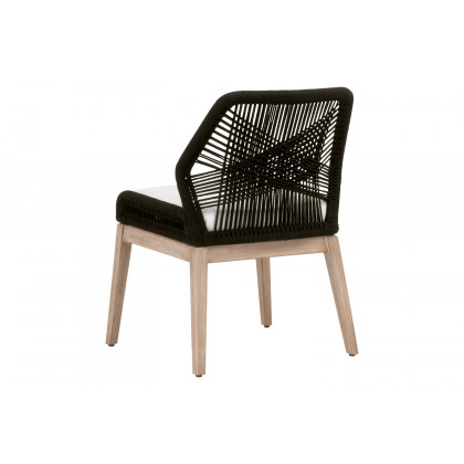 Essentials Woven Loom Limited Edition Dining Chair, Set of 2 - Black Rope White Speckle Natural Gray