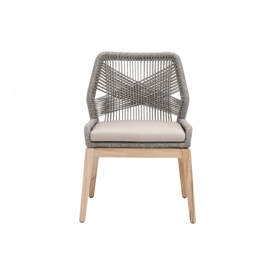 Essentials Woven Loom Outdoor Dining Chair, Set of 2 - Platinum Gray Teak