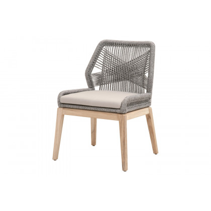 Essentials Woven Loom Outdoor Dining Chair, Set of 2 - Platinum Gray Teak