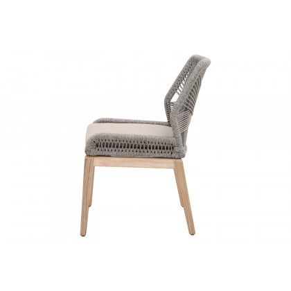 Essentials Woven Loom Outdoor Dining Chair, Set of 2 - Platinum Gray Teak