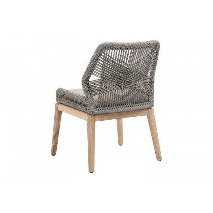 Essentials Woven Loom Outdoor Dining Chair, Set of 2 - Platinum Gray Teak