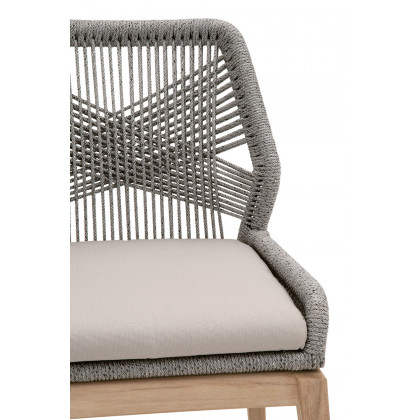 Essentials Woven Loom Outdoor Dining Chair, Set of 2 - Platinum Gray Teak