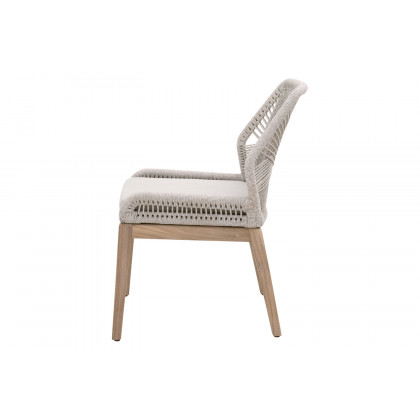 Essentials Woven Loom Outdoor Dining Chair, Set of 2 - Taupe White Gray Teak